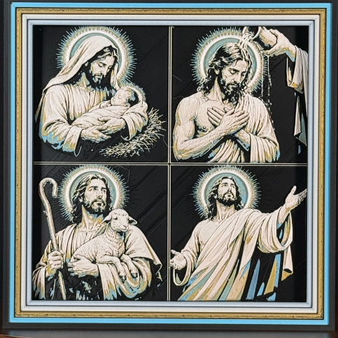 WTx3D FAITH Jesus faith four-pack framed layered art featuring four coordinated grayscale Christian designs in a signature frame