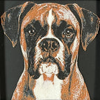 Framed 3D layered art piece featuring a highly detailed, textured portrait of a Boxer dog with floppy ears, expressive eyes, and a distinctive brown and white coat pattern.