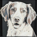 Framed 3D layered art piece featuring a highly detailed, textured portrait of a Cocker Spaniel dog with long floppy ears, a spotted coat pattern, and an alert, happy expression.