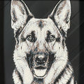 Framed 3D layered art piece featuring a highly detailed, textured portrait of a German Shepherd dog with erect pointed ears, alert eyes, and a classic black and tan coat pattern.