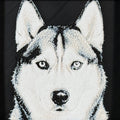 Framed 3D layered art piece featuring a highly detailed, textured portrait of a Husky dog with erect pointed ears, piercing alert eyes, and a classic black and white coat pattern.