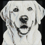 Framed 3D layered art piece featuring a highly detailed, textured portrait of a Yellow Labrador dog with a happy, open-mouthed expression, floppy ears, and bright, expressive eyes.