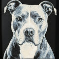 Framed 3D layered art piece featuring a highly detailed, textured portrait of a Pitbull dog with semi-erect ears, alert eyes, and a distinctive grey and white coat pattern.