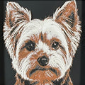 Framed 3D layered art piece featuring a highly detailed, textured portrait of a Yorkshire Terrier dog with erect ears, alert eyes, and a classic black and tan coat pattern.