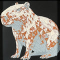 Capybara in Heritage color palette, framed geometric layered art by WTX3D.