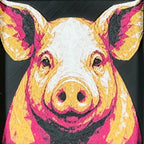 Geometric pig layered art in Royal Gold palette in a black frame