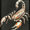 Geometric scorpion layered art in Heritage palette in a black frame