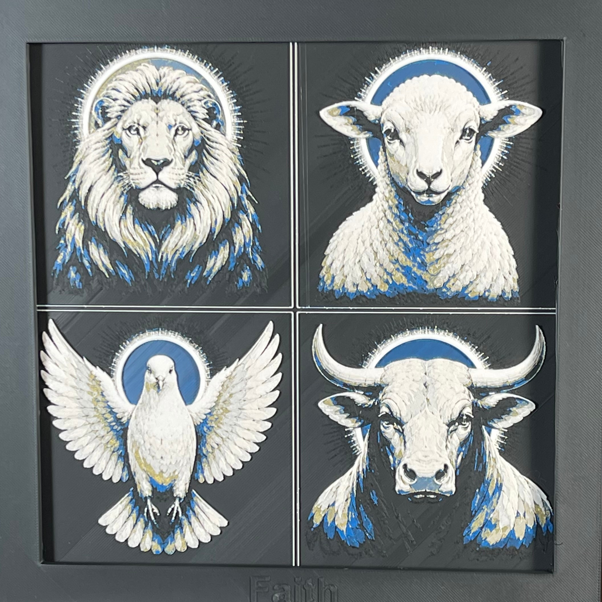 Four Evangelists four-panel curated set of framed 3D layered biblical art