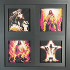 Journey of Christ four-panel curated set of framed 3D layered art depicting scenes from the life of Christ