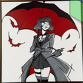 Crimson Umbrella Vampire Girl Framed 3D Layered Art