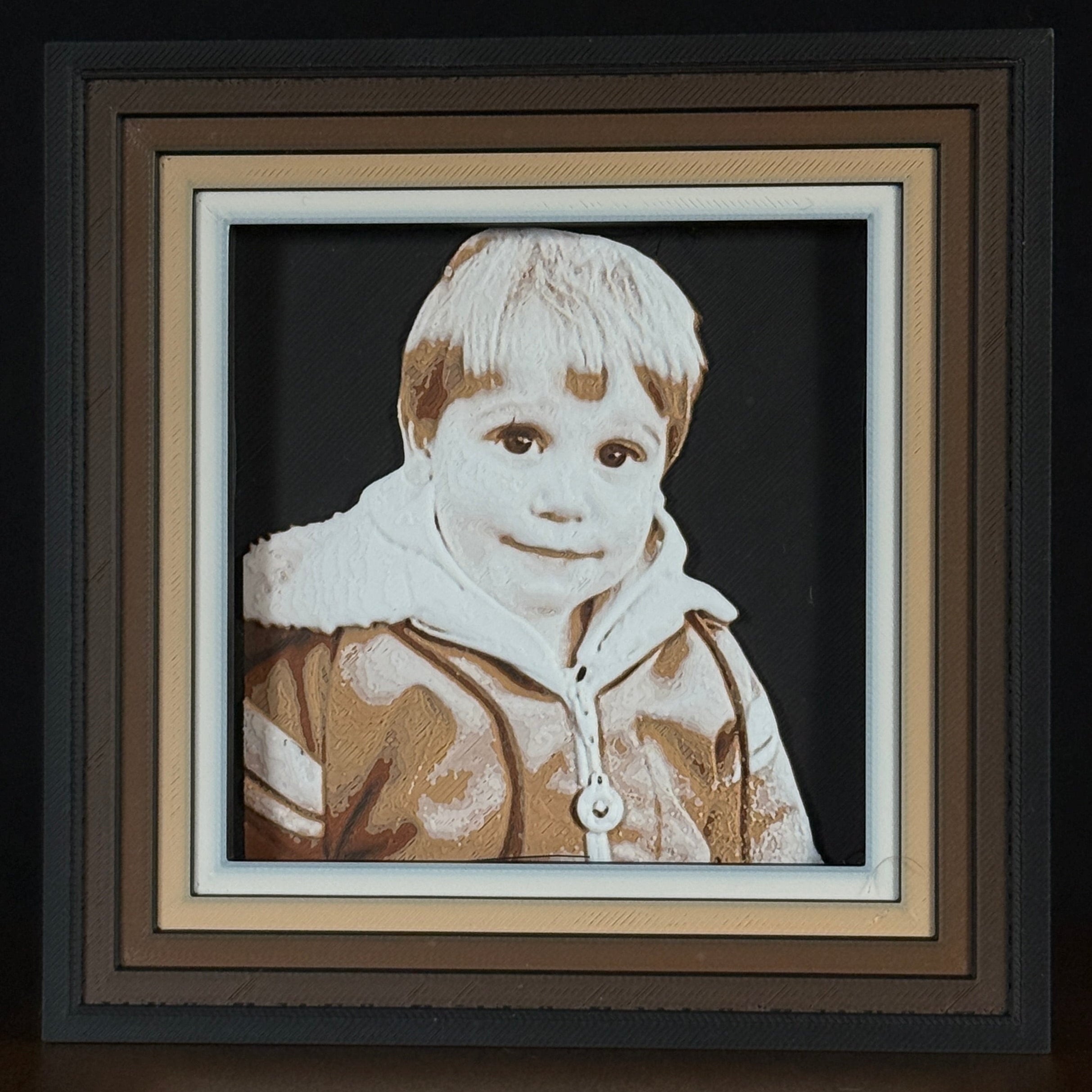 Child portrait in Desert color palette with Signature Frame, framed custom photo art by WTX3D.