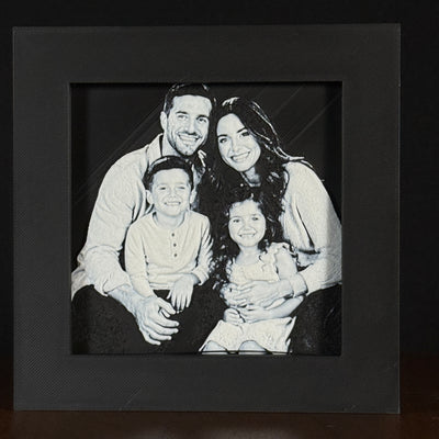 Family portrait in Grayscale color palette, framed custom photo art by WTX3D.
