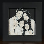 Family portrait in Grayscale color palette, framed custom photo art by WTX3D.