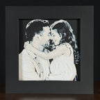 Father and daughter portrait in Grayscale color palette, framed custom photo art by WTX3D.