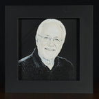 Grandfather portrait in Grayscale color palette, framed custom photo art by WTX3D.