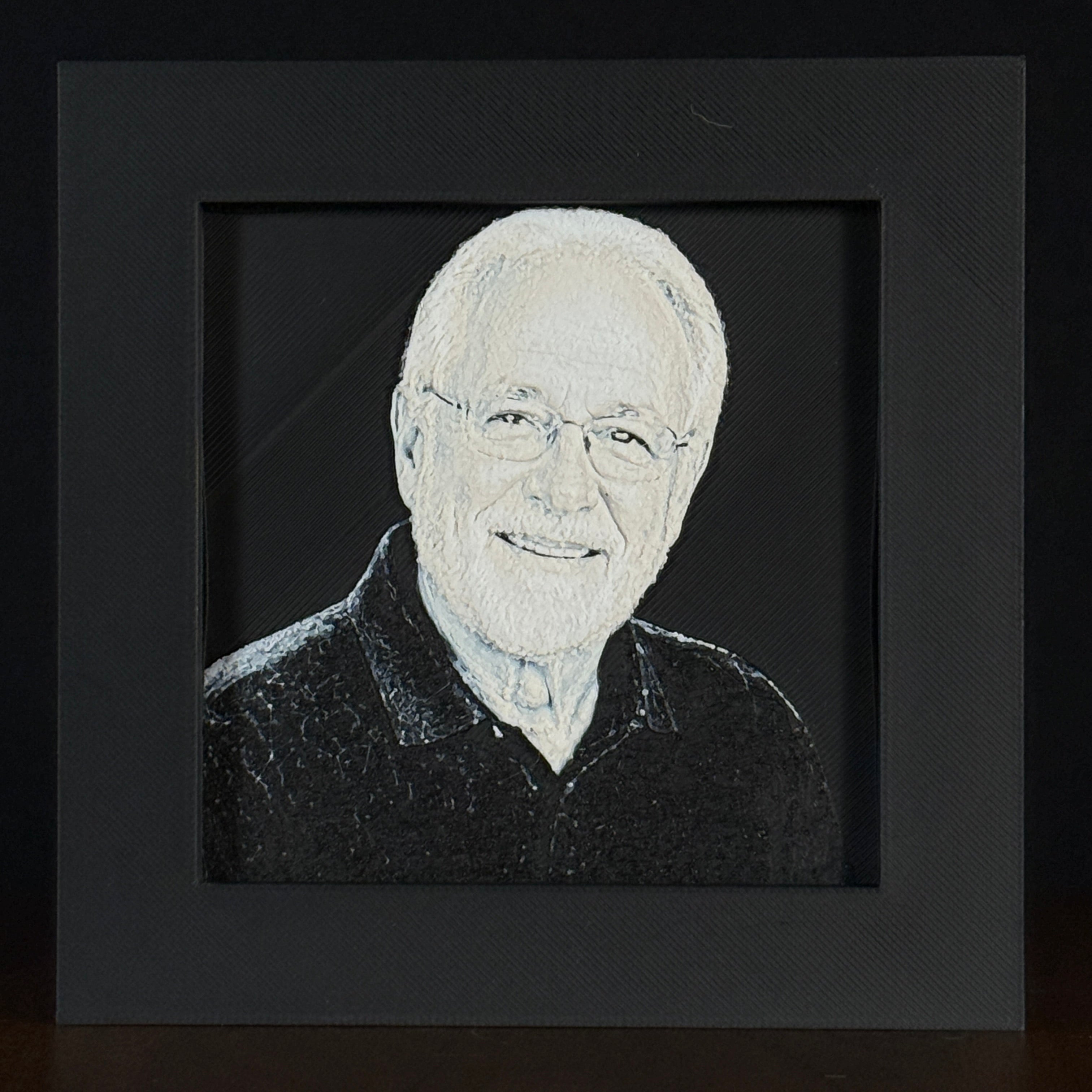 Grandfather portrait in Grayscale color palette, framed custom photo art by WTX3D.