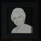 Grandmother portrait in Grayscale color palette, framed custom photo art by WTX3D.