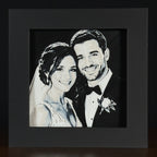 Wedding portrait in Grayscale color palette, framed custom photo art by WTX3D.