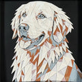 Golden Retriever in Heritage color palette, framed geometric layered art by WTX3D.