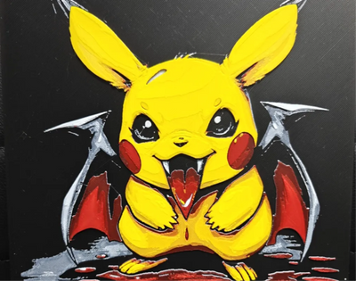 Electric bat creature framed layered 3D art with yellow body and bat wings
