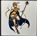 Framed 3D layered art piece featuring fantasy mage in gold and black palette in a black frame
