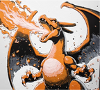 Fire dragon framed layered 3D art with orange flame breath and black wings_x000D_
