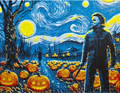 Halloween pumpkin night framed layered 3D art with glowing jack-o-lanterns