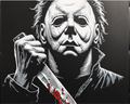 Mask knife horror framed layered 3D art with blood red knife accent