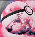 Framed 3D layered art piece featuring a psychic creature sphere in a pink palette.