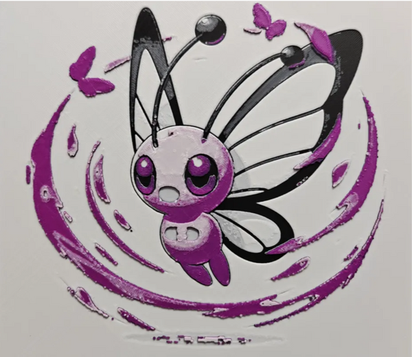 Purple butterfly monster framed layered 3D art with bright purple accents