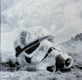 Framed 3D layered art piece featuring sci-fi helmet layered art in Heritage palette in a black frame