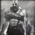Framed 3D layered art piece featuring a spartan warrior in grayscale.
