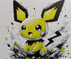 Yellow spark monster framed layered 3D art with electric yellow accents
