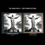 The same WTx3D artwork shown in both frame options, Charcoal Matte beside the Signature premium frame