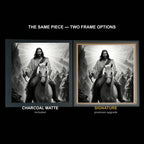 The same WTx3D artwork shown in both frame options, Charcoal Matte beside the Signature premium frame
