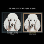 The same WTx3D artwork shown in both frame options, Charcoal Matte beside the Signature premium frame