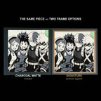 The same WTx3D artwork shown in both frame options, Charcoal Matte beside the Signature premium frame