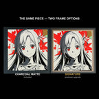 The same WTx3D artwork shown in both frame options, Charcoal Matte beside the Signature premium frame
