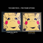 The same WTx3D artwork shown in both frame options, Charcoal Matte beside the Signature premium frame