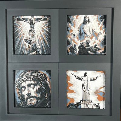 Life of Christ resurrection four-panel framed 3D layered art - WTx3D