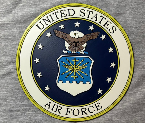 U.S. Air Force emblem layered art on gray background