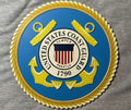 Framed 3D layered art piece featuring the U.S. Coast Guard emblem on a gray background.