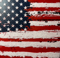 Framed 3D layered art piece featuring stylized American flag in red white and blue