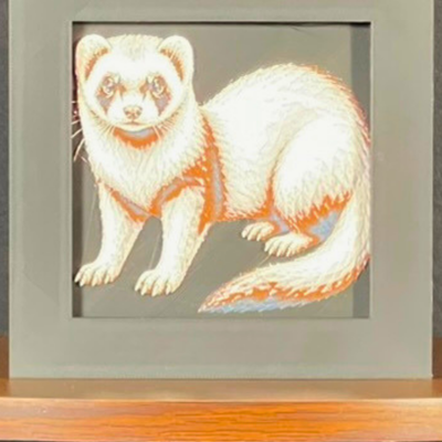 Ferret Framed Layered 3D Art in Desert Palette