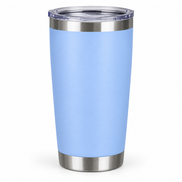Personalized 20 oz tapered powder-coated tumbler in Light Blue by WTx3D