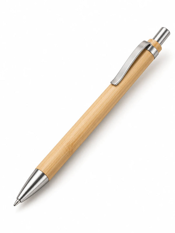 Bamboo click pen blank with silver hardware