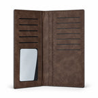 Brown travel wallet blank, open