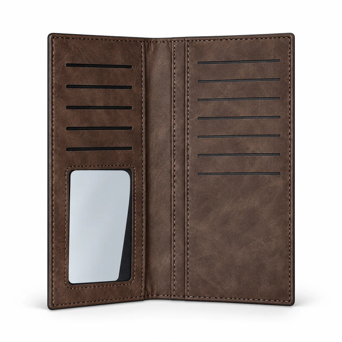 Brown travel wallet blank, open