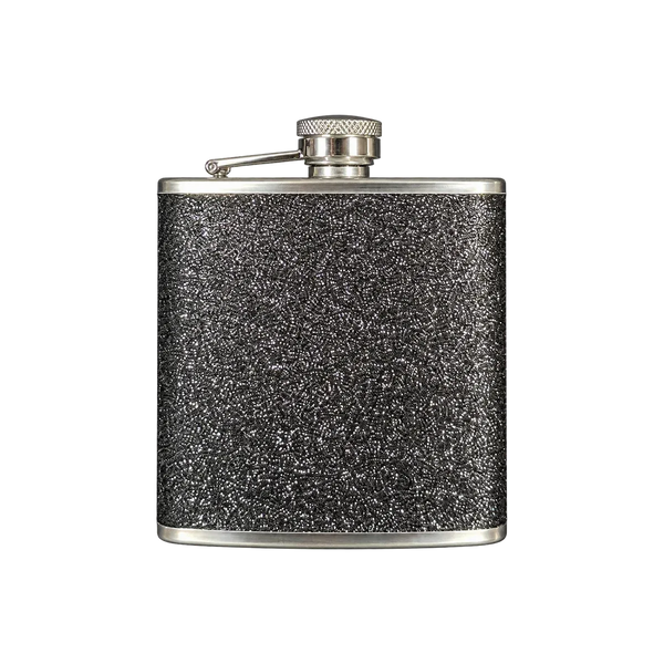 Black and silver glitter flask