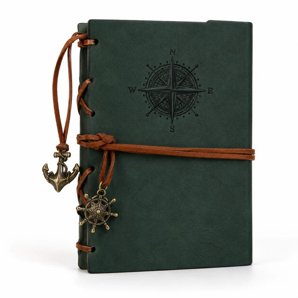 Green retro travel journal blank